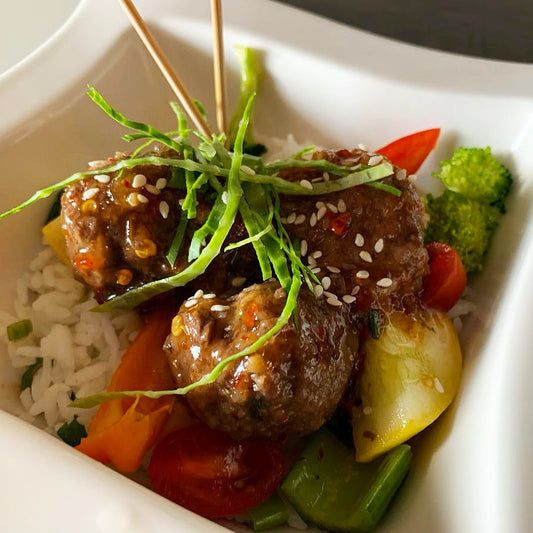 Chilli Thai Meatballs w/ Jasmine Rice & Mixed Vegetables